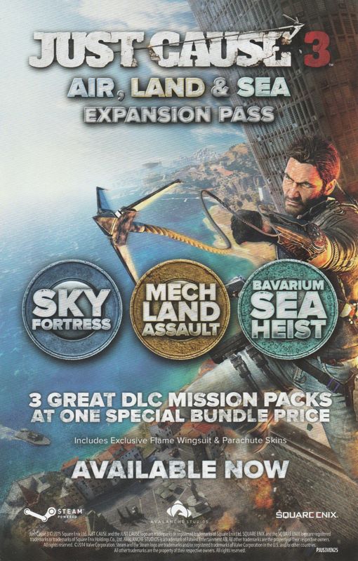 Other for Just Cause 3 (Collector's Edition) (Windows): DLC Flyer - Back