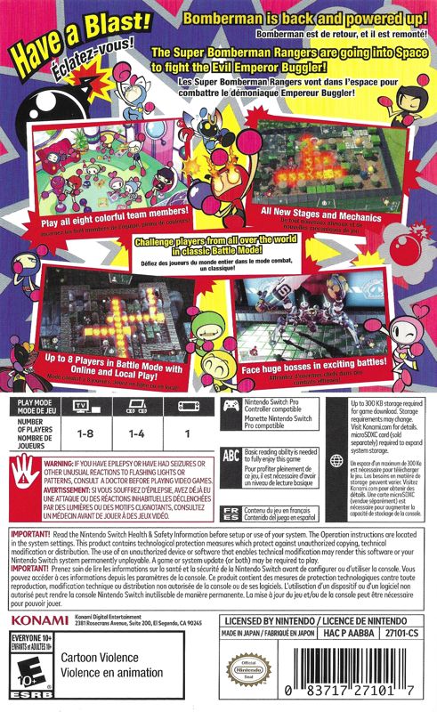 Back Cover for Super Bomberman R (Nintendo Switch)