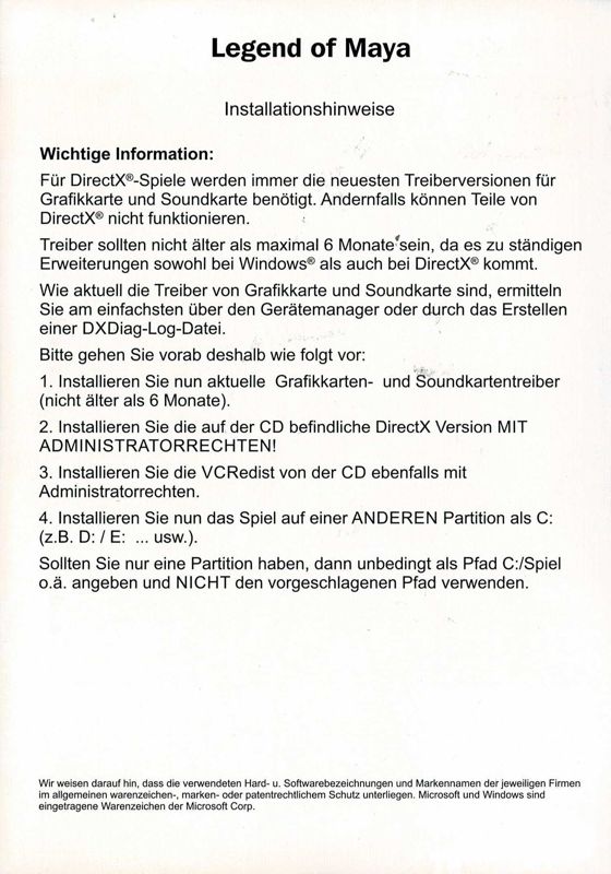 Inside Cover for The Legend of Maya (Windows) (Re-release): Left Inlay