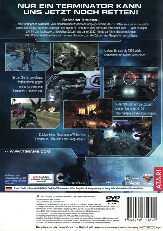 Terminator 3: The Redemption cover or packaging material - MobyGames