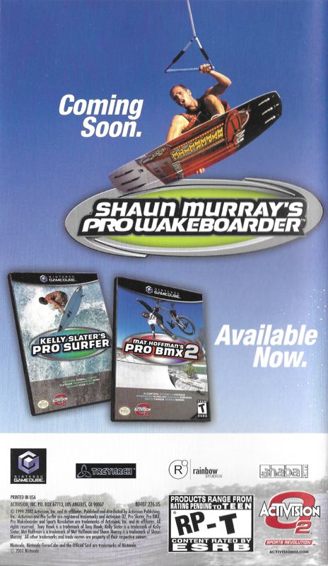 Manual for Tony Hawk's Pro Skater 4 (GameCube) (Player's Choice release): Back