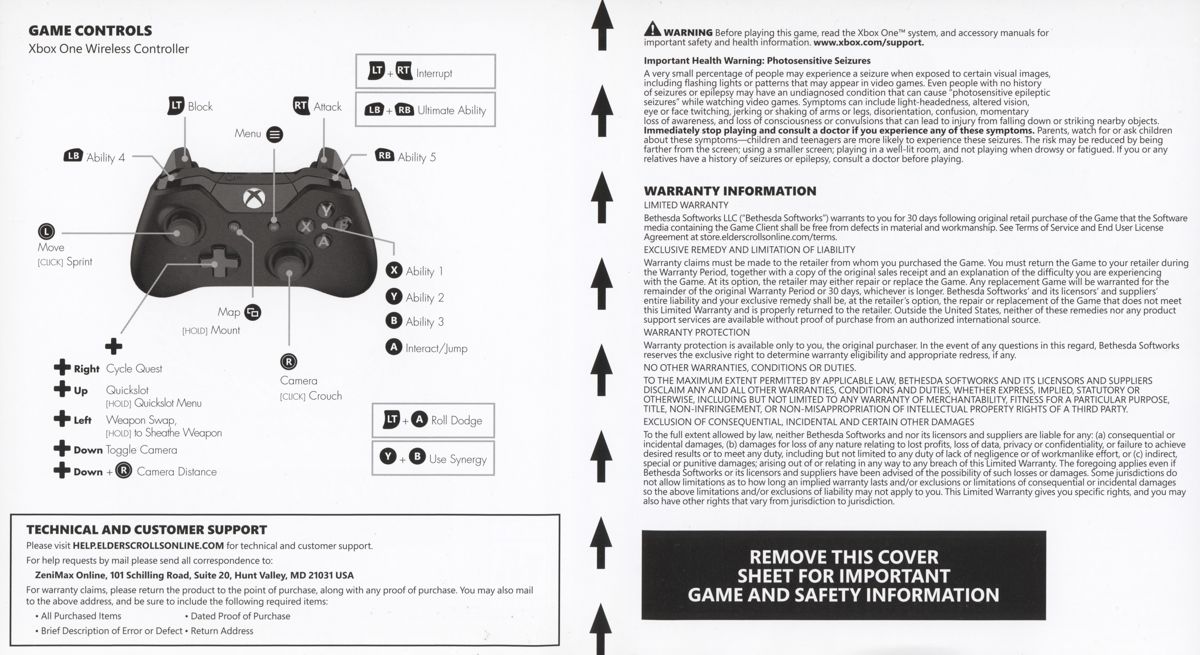 Inside Cover for The Elder Scrolls Online: Gold Edition (Xbox One)