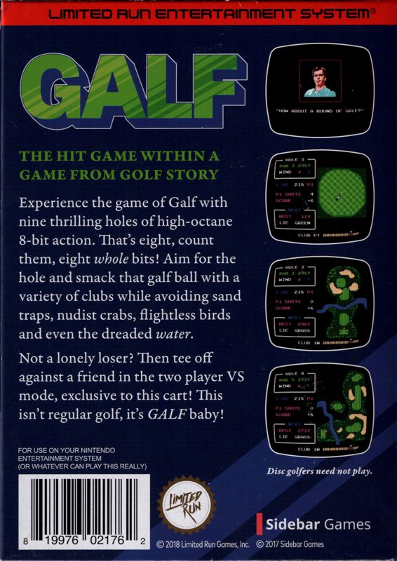 Back Cover for Galf (NES) (mail order release)