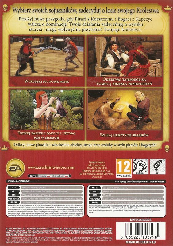Back Cover for The Sims: Medieval - Pirates & Nobles (Macintosh and Windows)