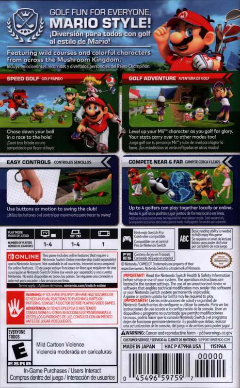 Back Cover for Mario Golf: Super Rush (Nintendo Switch)