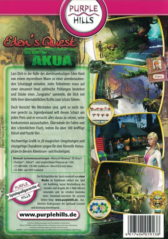 Back Cover for Eden's Quest: The Hunt for Akua (Windows)