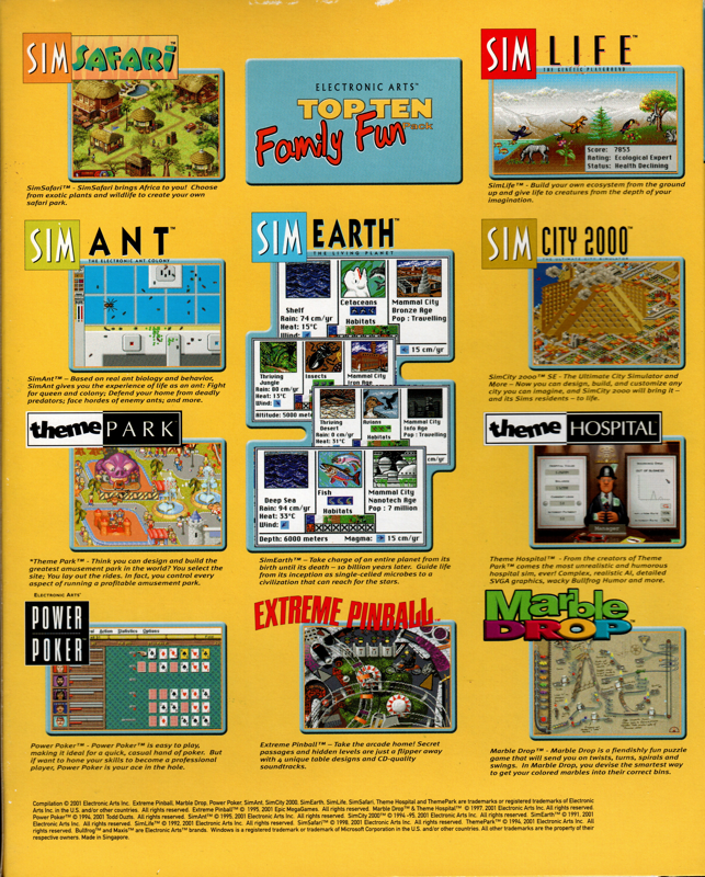 Back Cover for Electronic Arts Top Ten Family Fun Pack (Windows)