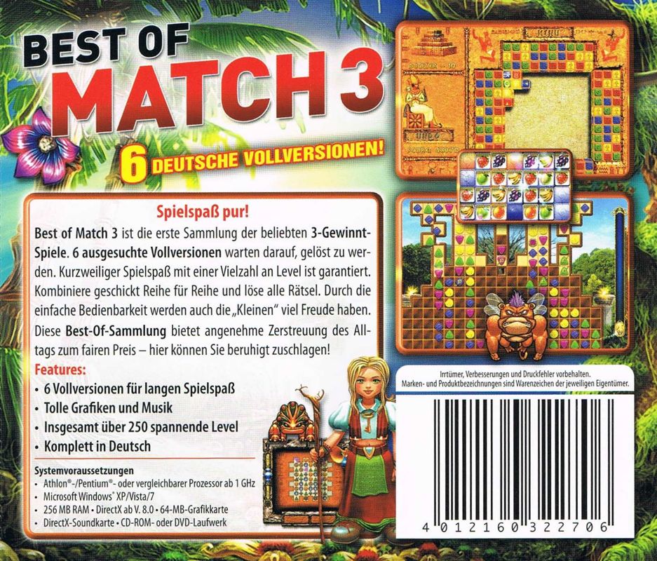 Back Cover for Best of Match 3 (Windows) (Software Pyramide release)