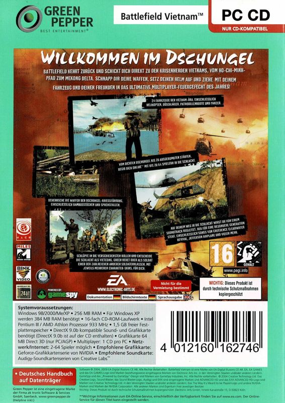 Back Cover for Battlefield: Vietnam (Windows) (Green Pepper release)