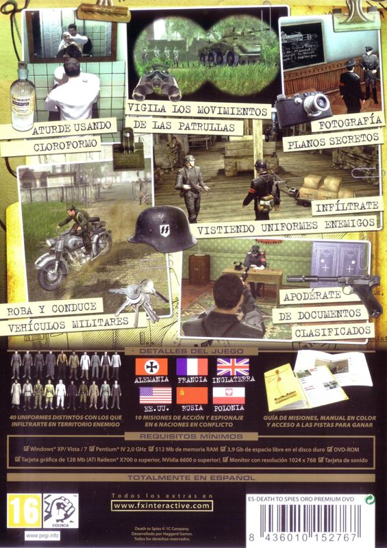 Back Cover for Death to Spies: Gold Edition (Windows)