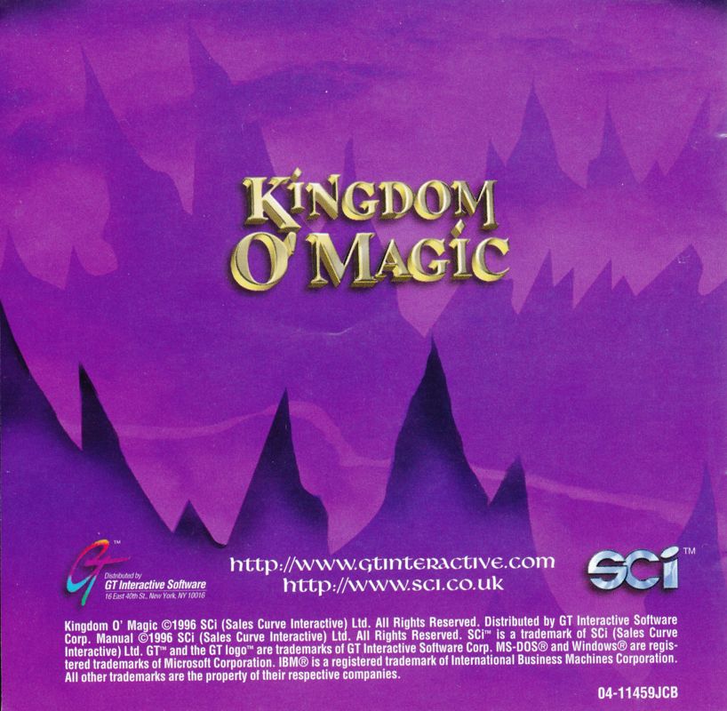Manual for Kingdom O' Magic (DOS): Back