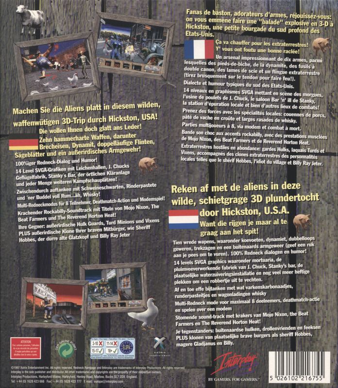 Back Cover for Redneck Rampage (DOS) (German only Quickstart Guide)