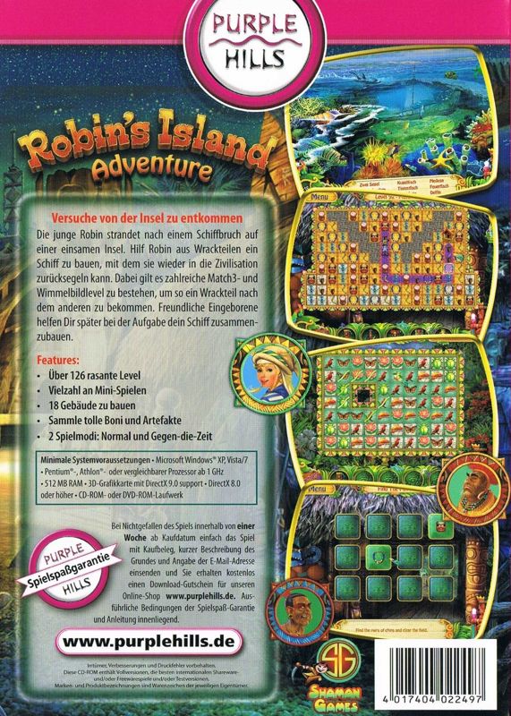 Back Cover for Robin's Island Adventure (Windows) (Purple Hills release)