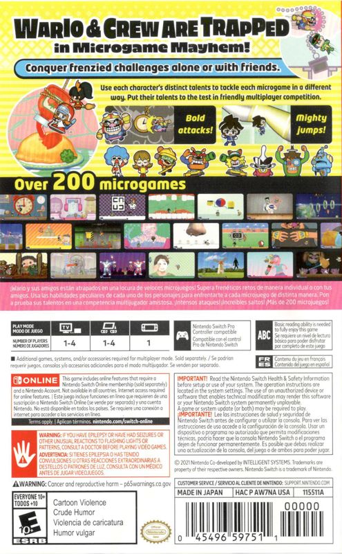 Back Cover for WarioWare: Get It Together! (Nintendo Switch)