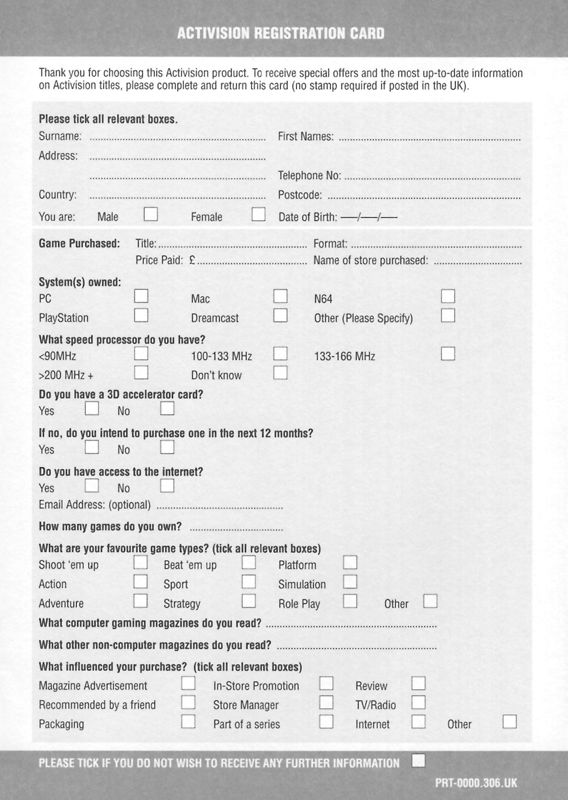 Extras for Space Invaders (Windows): Registration - Front