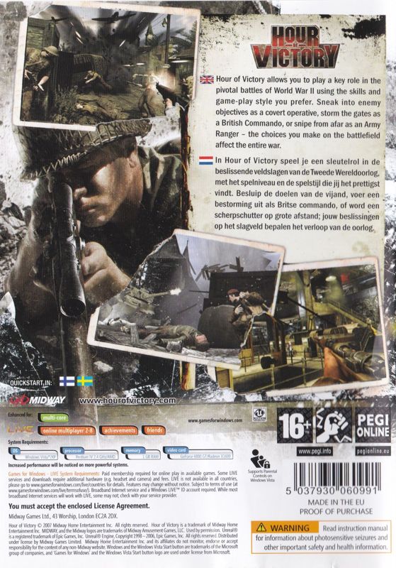 Back Cover for Hour of Victory (Windows)