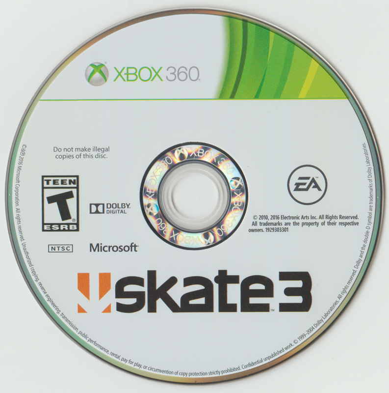 Media for skate 3 (Xbox 360) (Xbox One Backwards Compatible re-release)