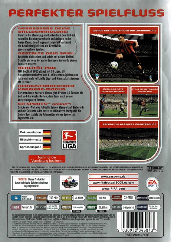 Back Cover for FIFA Soccer 2005 (Windows) (EA Sports Classics release)