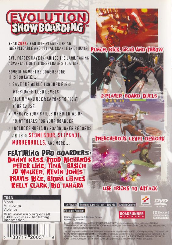 Back Cover for Evolution Snowboarding (PlayStation 2)