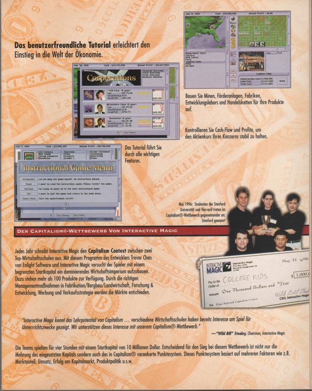 Inside Cover for Capitalism Plus (DOS and Windows): Left