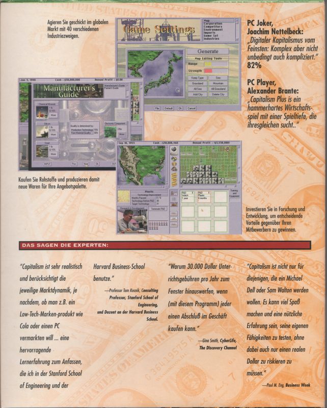 Inside Cover for Capitalism Plus (DOS and Windows): Right