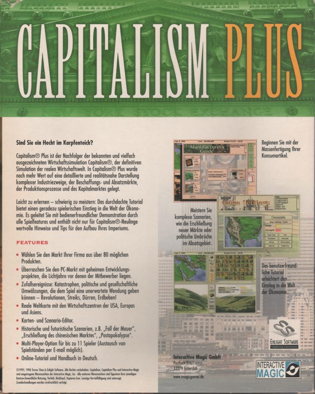 Back Cover for Capitalism Plus (DOS and Windows)