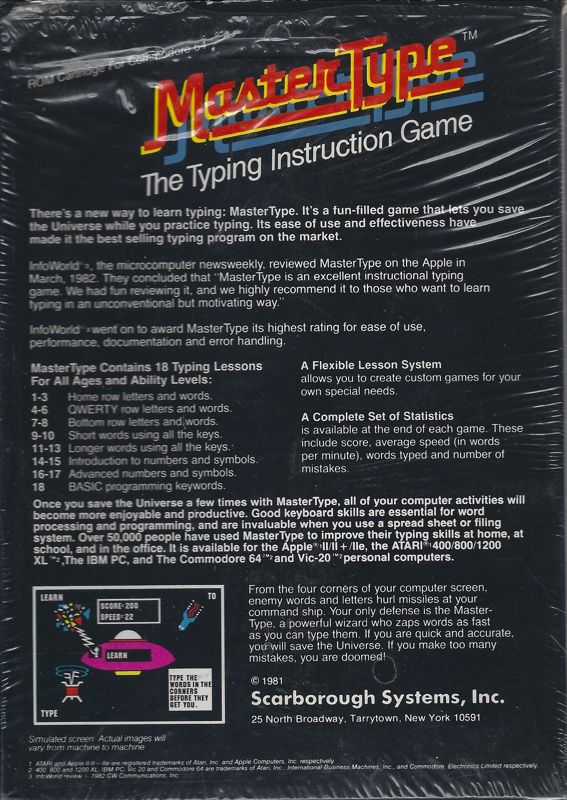 Back Cover for MasterType (Commodore 64)