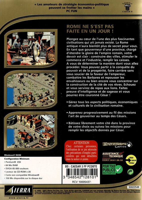 Back Cover for Caesar III (Windows) (BestSeller Series release)