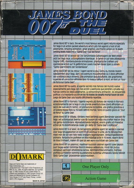 Back Cover for James Bond 007: The Duel (Game Gear)