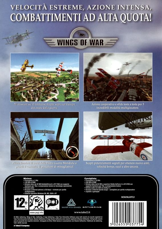 Back Cover for Wings of War (Windows)