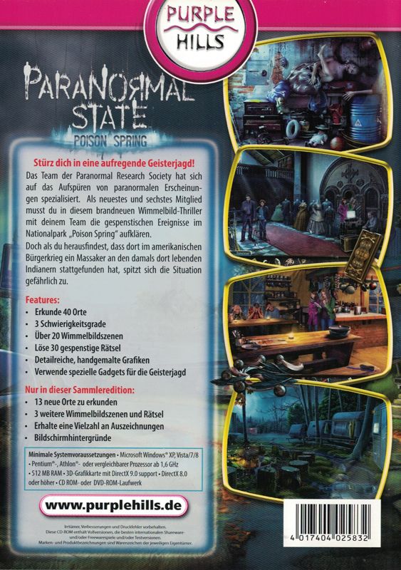 Back Cover for Paranormal State: Poison Spring (Windows)