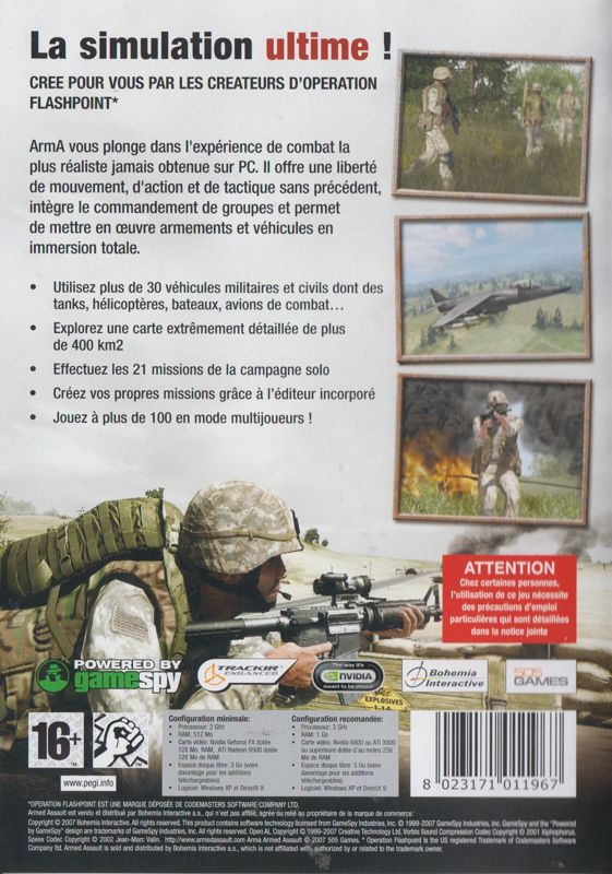Other for ArmA: Armed Assault - Gold Edition (Windows): ArmA: Combat Operations - Keep Case - Back