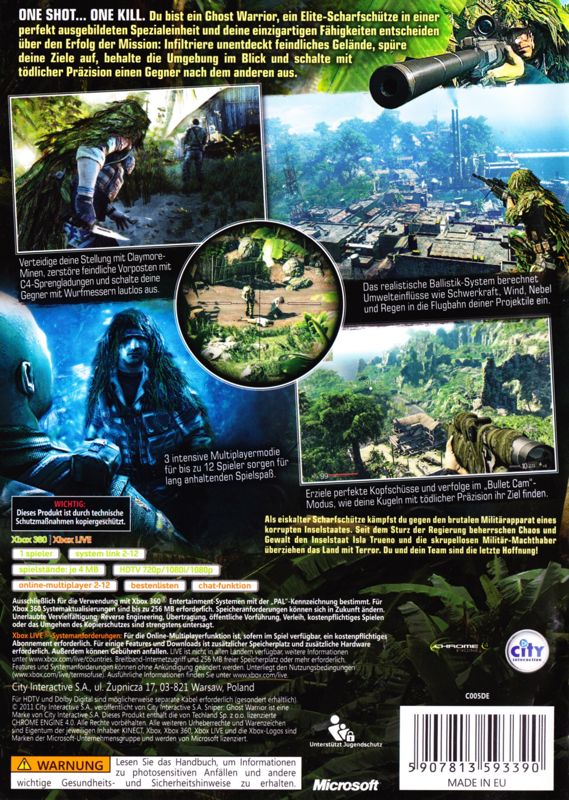 Back Cover for Sniper: Ghost Warrior - Gold Edition (Xbox 360)