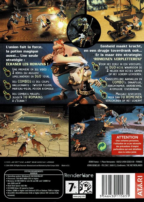 Back Cover for Asterix and Obelix: Kick Buttix (Windows) (Best of Atari release)