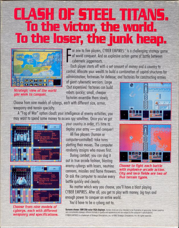 Back Cover for Cyber Empires (Amiga)