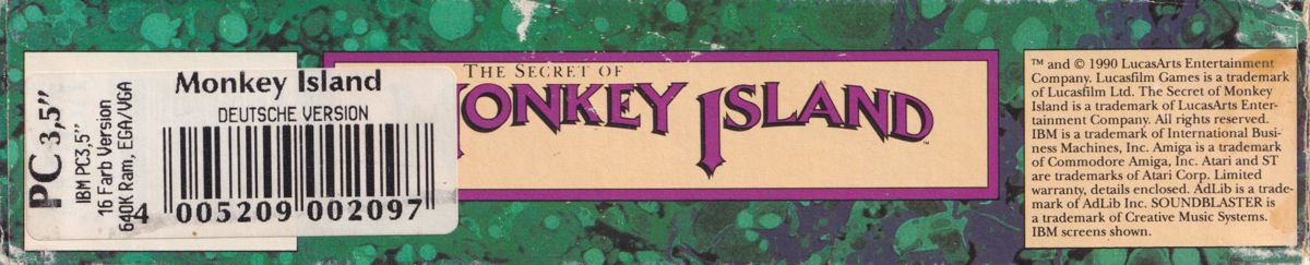 Spine/Sides for The Secret of Monkey Island (DOS) (3,5" EGA Version): Bottom