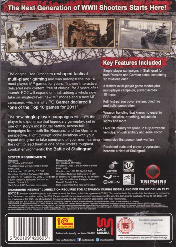 Back Cover for Red Orchestra 2: Heroes of Stalingrad (Windows)