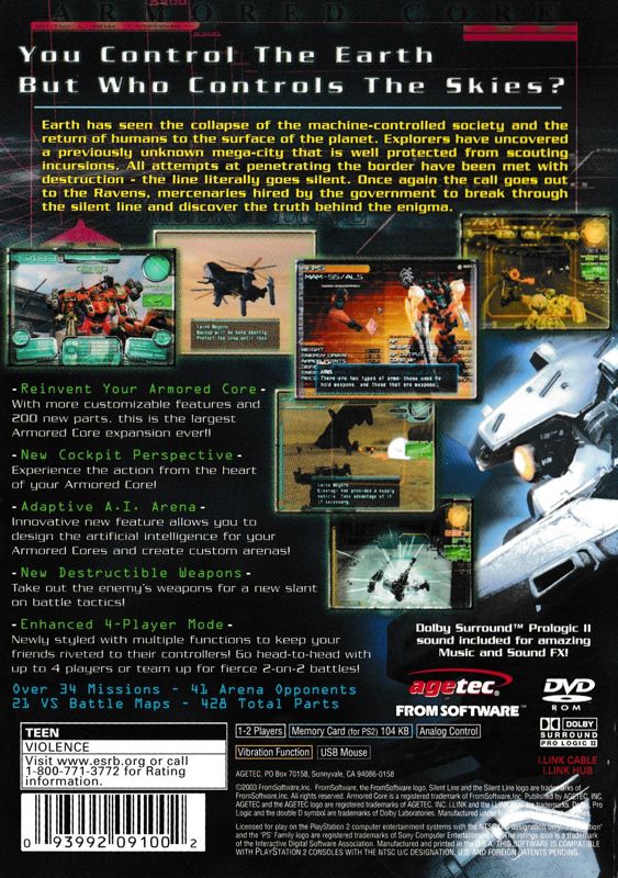 Back Cover for Silent Line: Armored Core (PlayStation 2)