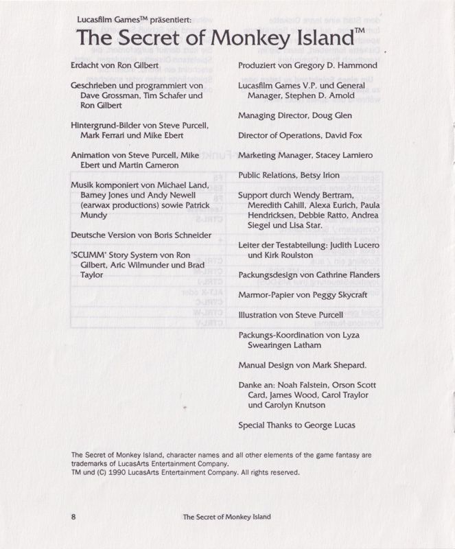 Manual for The Secret of Monkey Island (DOS) (3,5" EGA Version): Back