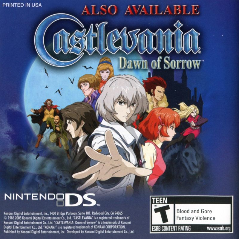 Manual for Castlevania: Portrait of Ruin (Nintendo DS): Back