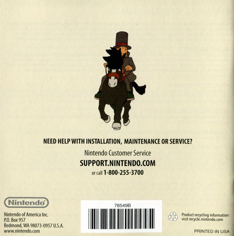 Manual for Professor Layton and the Miracle Mask (Nintendo 3DS): Back