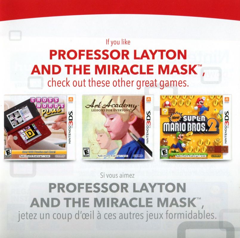Advertisement for Professor Layton and the Miracle Mask (Nintendo 3DS): Catalogue - Front