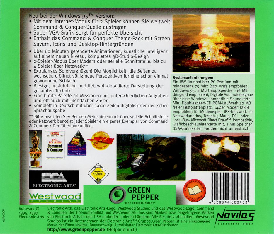 Back Cover for Command & Conquer (Windows) (Green Pepper release (#81))