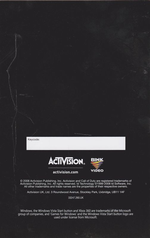 Manual for Call of Duty: World at War (Windows): Back