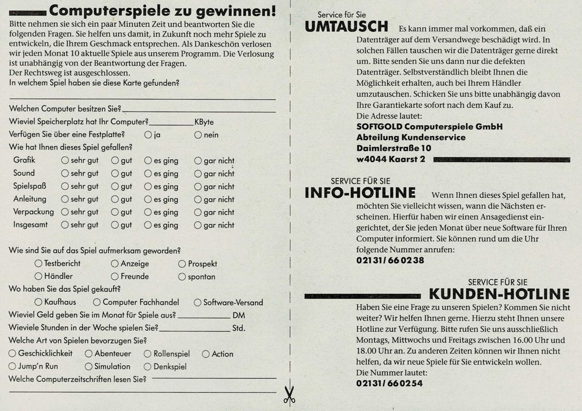 Extras for Star Wars: X-Wing - Imperial Pursuit (DOS) (1st German Alternate Release (Game in English, Manual in German)): Registration Card - Front