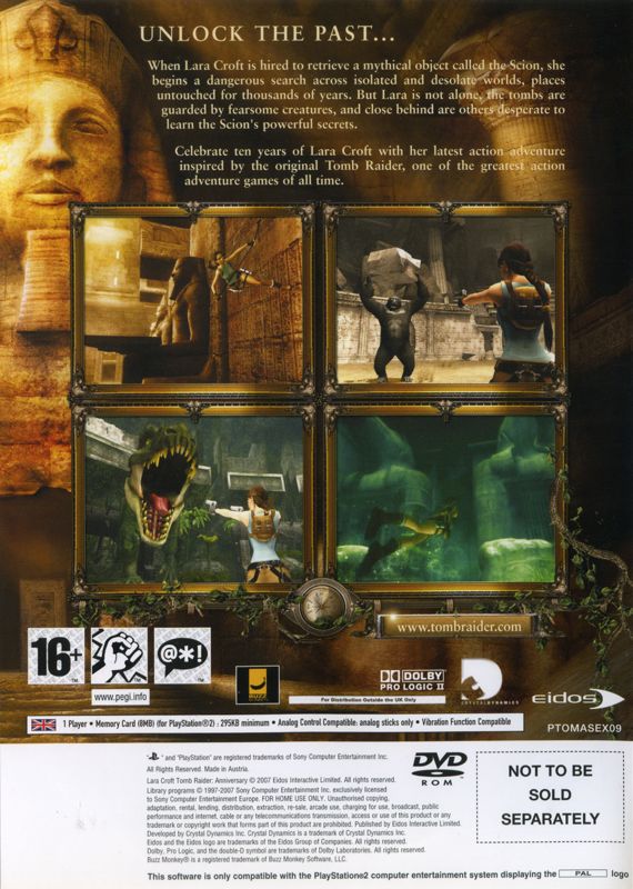 Other for Lara Croft: Tomb Raider - Anniversary (PlayStation 2) (Bundled with PlayStation 2): Keep Case - Back