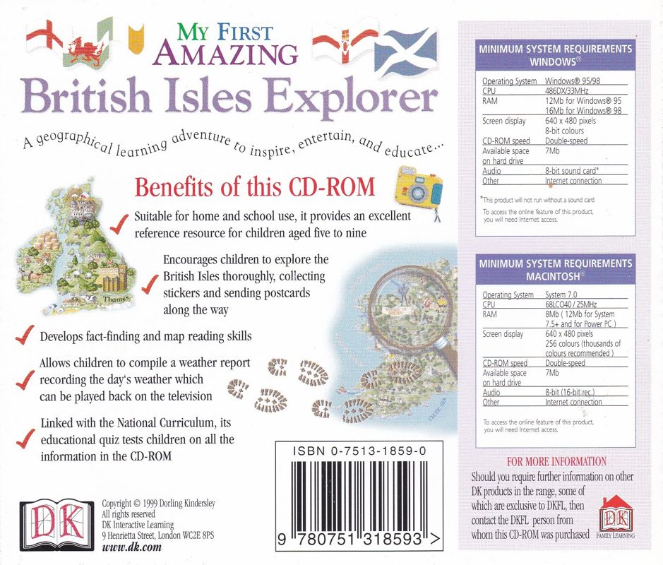 Back Cover for My First Amazing British Isles Explorer (Macintosh and Windows)