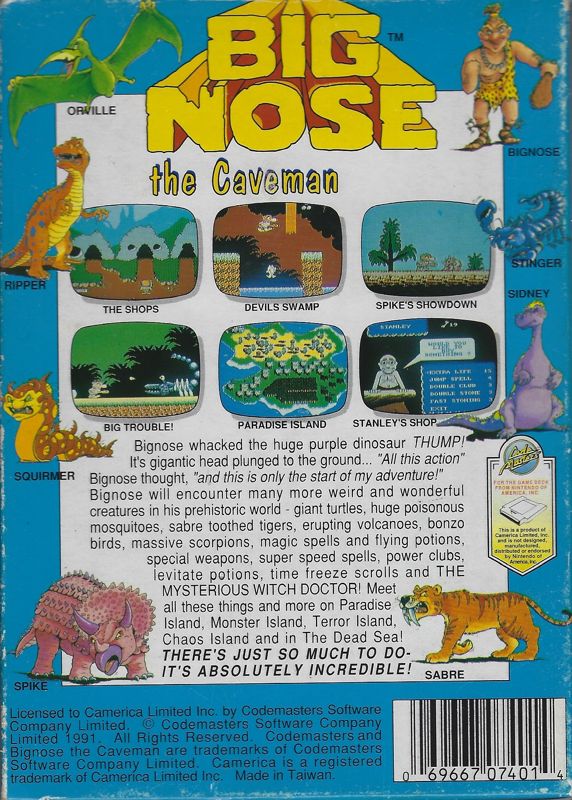 Back Cover for Big Nose the Caveman (NES)