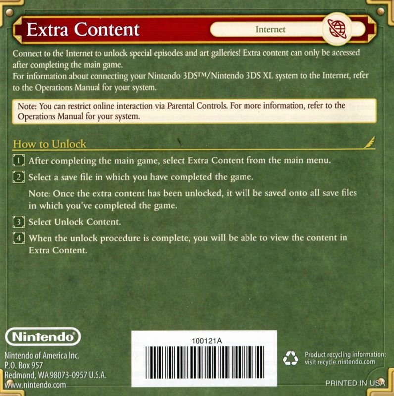 Manual for Professor Layton VS Phoenix Wright: Ace Attorney (Nintendo 3DS): Back