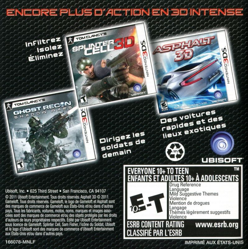 Manual for Tom Clancy's Ghost Recon: Shadow Wars (Nintendo 3DS): Back (CDN)